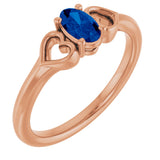 14K Gold Oval Lab-Grown Blue Sapphire Youth Heart Ring - Rose Gold