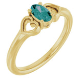 14K Gold Oval Lab-Grown Alexandrite Youth Heart Ring - Yellow Gold