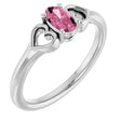 Platinum Oval Natural Pink Tourmaline Youth Heart Ring