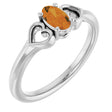 14K Gold Oval Natural Citrine Youth Heart Ring - White Gold