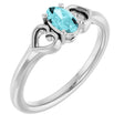Platinum Oval Natural Blue Zircon Youth Heart Ring