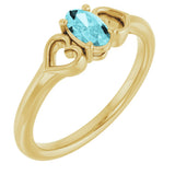 14K Gold Oval Natural Blue Zircon Youth Heart Ring - Yellow Gold