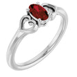 Platinum Oval Natural Mozambique Garnet Youth Heart Ring