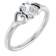 14K Gold Oval Natural White Sapphire Youth Heart Ring - White Gold