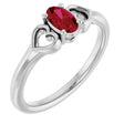 14K Gold Oval Lab-Grown Ruby Youth Heart Ring - White Gold