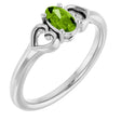 Platinum Oval Natural Peridot Youth Heart Ring