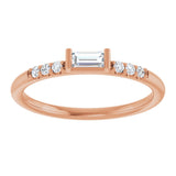 14K Gold Straight Baguette Natural Diamond Stackable Accented Ring - Rose Gold - view 3