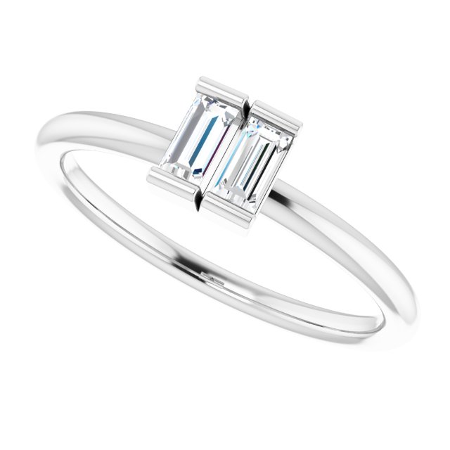 Platinum Straight Baguette Natural Diamond Two-Stone Ring - view 5