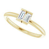 14K Gold Straight Baguette Natural Diamond Two-Stone Ring - Yellow Gold - view 5