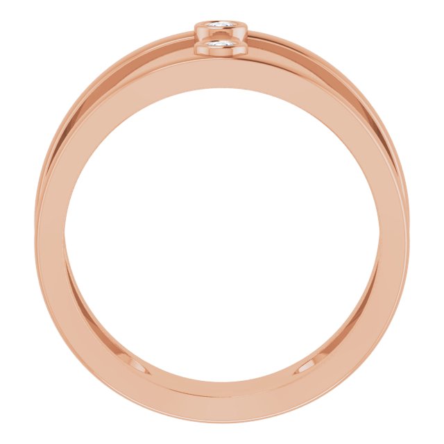 14K Gold Round Natural Diamond Two-Stone Negative Space Ring - Rose Gold - view 2