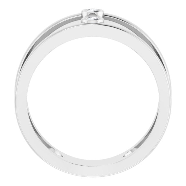14K Gold Round Natural Diamond Two-Stone Negative Space Ring - White Gold - view 2