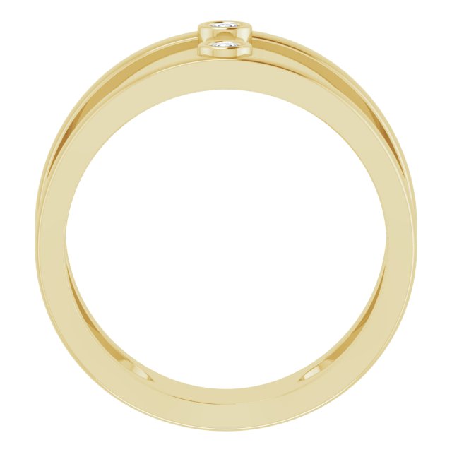 14K Gold Round Natural Diamond Two-Stone Negative Space Ring - Yellow Gold - view 2
