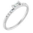 Platinum Straight Baguette Natural Diamond Stackable Accented Ring