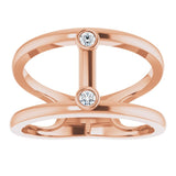 14K Gold Round Natural Diamond Two-Stone Negative Space Ring - Rose Gold - view 3