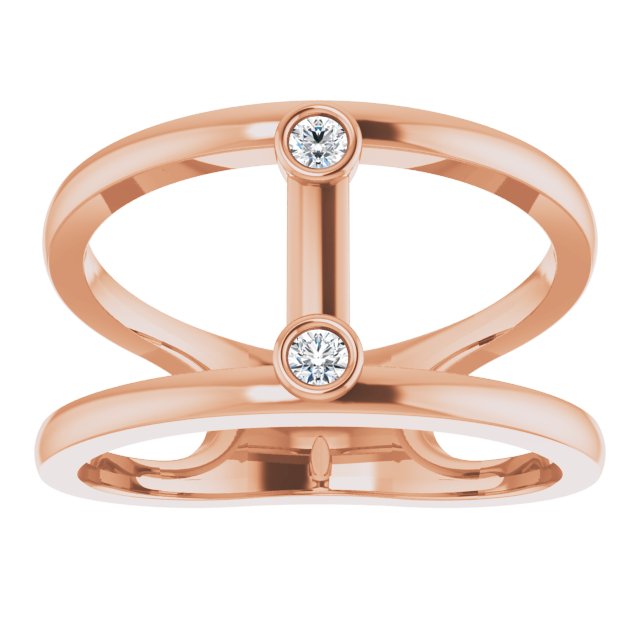 14K Gold Round Natural Diamond Two-Stone Negative Space Ring - Rose Gold - view 3