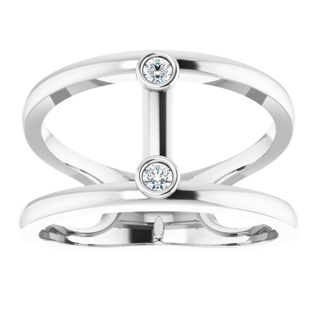Platinum Round Natural Diamond Two-Stone Negative Space Ring - view 3