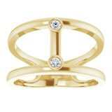 14K Gold Round Natural Diamond Two-Stone Negative Space Ring - Yellow Gold - view 3