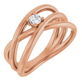 14K Gold Round Natural Diamond Solitaire Negative Space Ring - Rose Gold