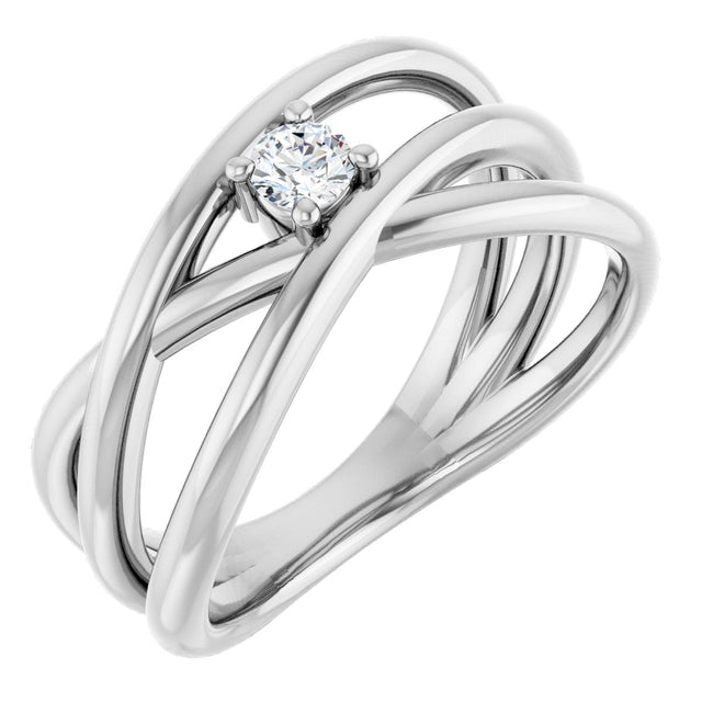 Platinum Round Natural Diamond Solitaire Negative Space Ring