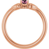 14K Gold Oval Natural Pink Tourmaline Youth Heart Ring - Rose Gold - view 2