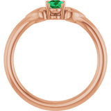 14K Gold Oval Lab-Grown Emerald Youth Heart Ring - Rose Gold - view 2