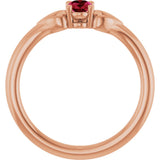 14K Gold Oval Lab-Grown Ruby Youth Heart Ring - Rose Gold - view 2
