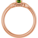 14K Gold Oval Natural Peridot Youth Heart Ring - Rose Gold - view 2