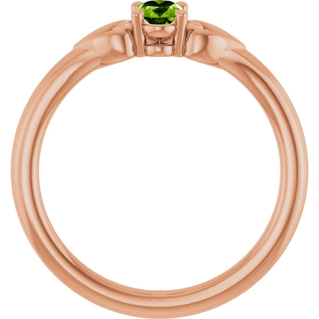 14K Gold Oval Natural Peridot Youth Heart Ring - Rose Gold - view 2