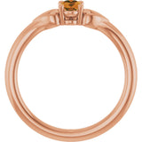 14K Gold Oval Natural Citrine Youth Heart Ring - Rose Gold - view 2