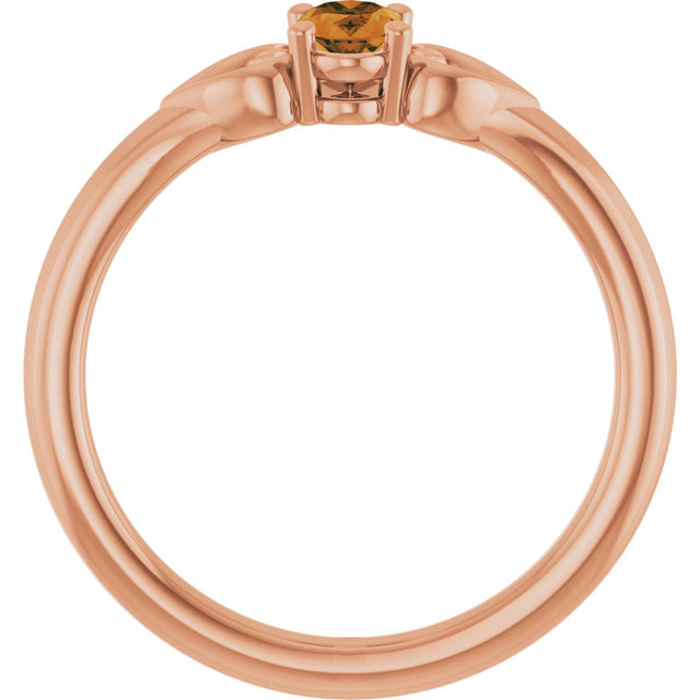 14K Gold Oval Natural Citrine Youth Heart Ring - Rose Gold - view 2