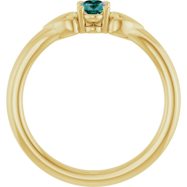 14K Gold Oval Lab-Grown Alexandrite Youth Heart Ring - Yellow Gold - view 2