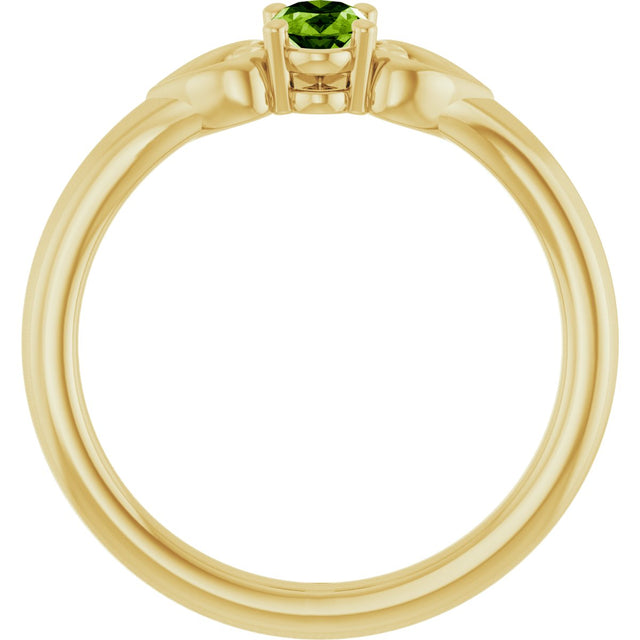 14K Gold Oval Natural Peridot Youth Heart Ring - Yellow Gold - view 2
