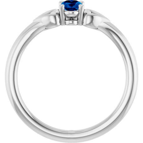 Platinum Oval Natural Blue Sapphire Youth Heart Ring - view 2