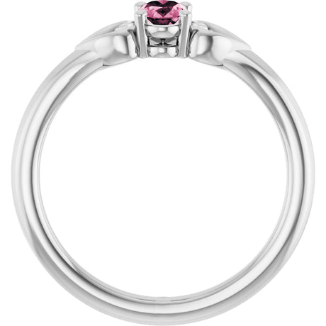 Platinum Oval Natural Pink Tourmaline Youth Heart Ring - view 2