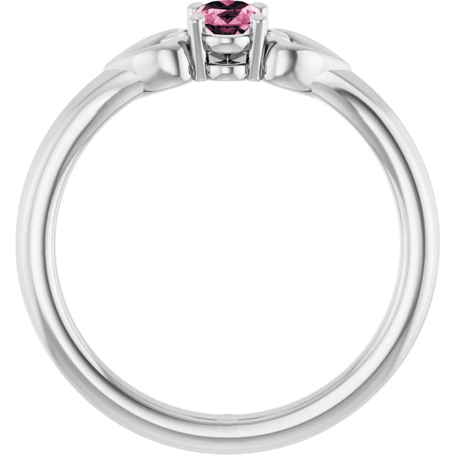 Platinum Oval Natural Pink Tourmaline Youth Heart Ring - view 2