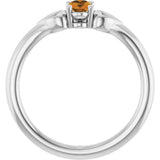 14K Gold Oval Natural Citrine Youth Heart Ring - White Gold - view 2