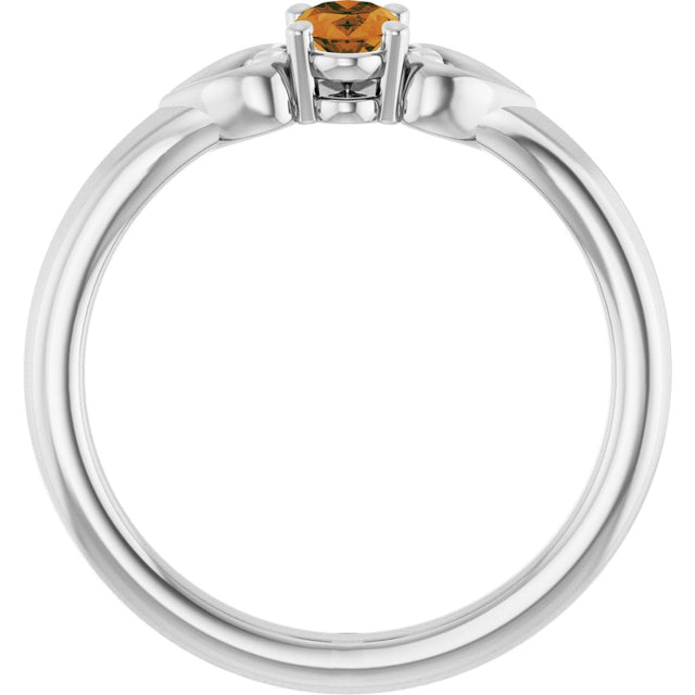 14K Gold Oval Natural Citrine Youth Heart Ring - White Gold - view 2
