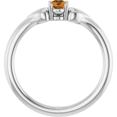 Platinum Oval Natural Citrine Youth Heart Ring - view 2