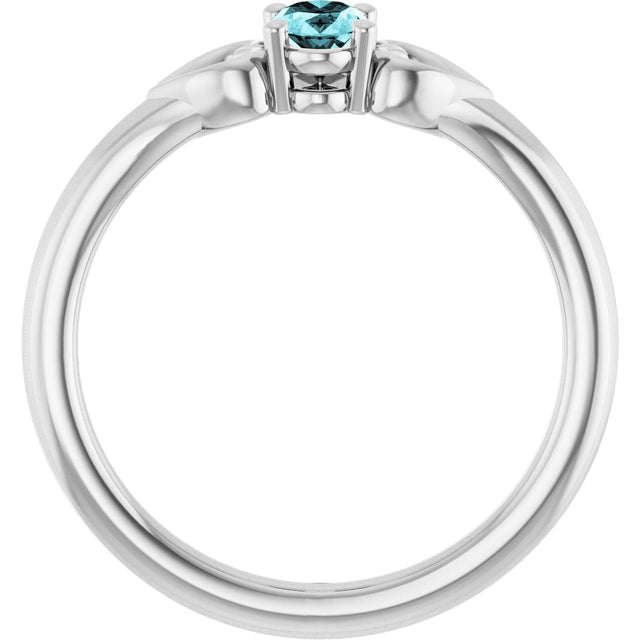 14K Gold Oval Natural Blue Zircon Youth Heart Ring - White Gold - view 2