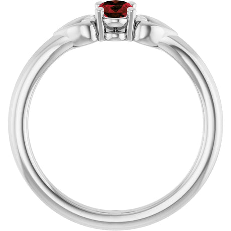 Platinum Oval Natural Mozambique Garnet Youth Heart Ring - view 2