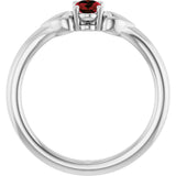 14K Gold Oval Natural Mozambique Garnet Youth Heart Ring - White Gold - view 2