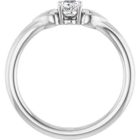 Platinum Oval Natural White Sapphire Youth Heart Ring - view 2