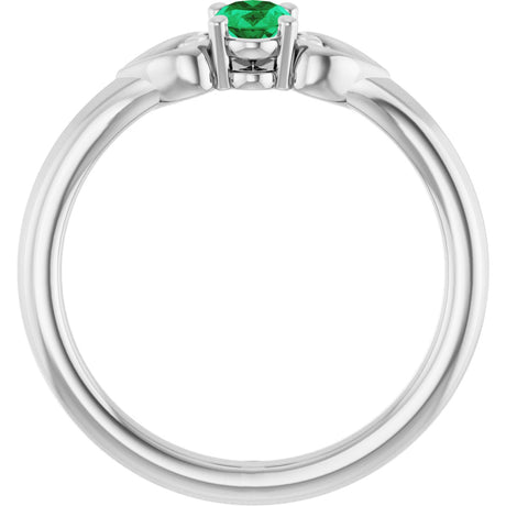 Platinum Oval Lab-Grown Emerald Youth Heart Ring - view 2