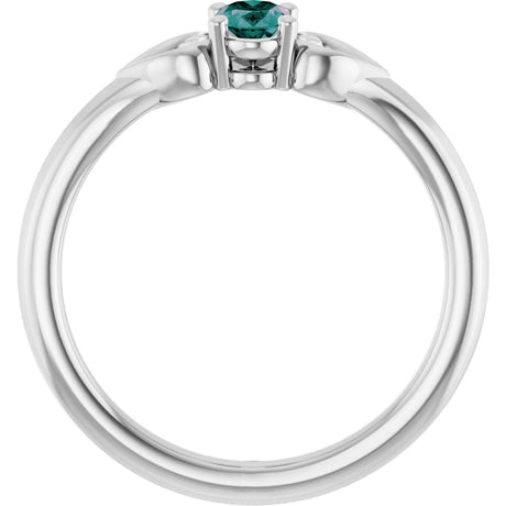 Platinum Oval Lab-Grown Alexandrite Youth Heart Ring - view 2