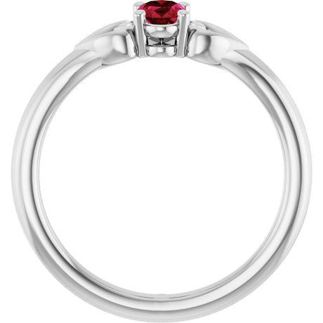 Platinum Oval Natural Ruby Youth Heart Ring - view 2
