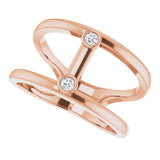 14K Gold Round Natural Diamond Two-Stone Negative Space Ring - Rose Gold - view 5