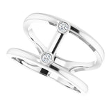 14K Gold Round Natural Diamond Two-Stone Negative Space Ring - White Gold - view 5