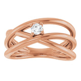 14K Gold Round Natural Diamond Solitaire Negative Space Ring - Rose Gold - view 3