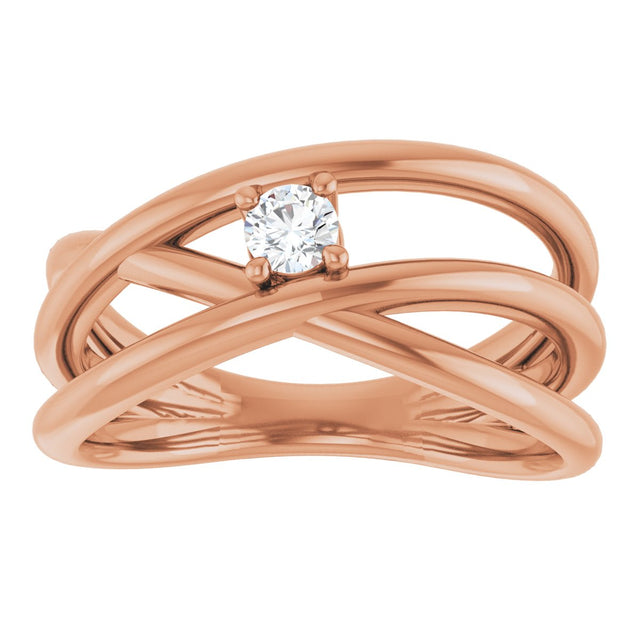 14K Gold Round Natural Diamond Solitaire Negative Space Ring - Rose Gold - view 3