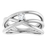 14K Gold Round Natural Diamond Solitaire Negative Space Ring - White Gold - view 3